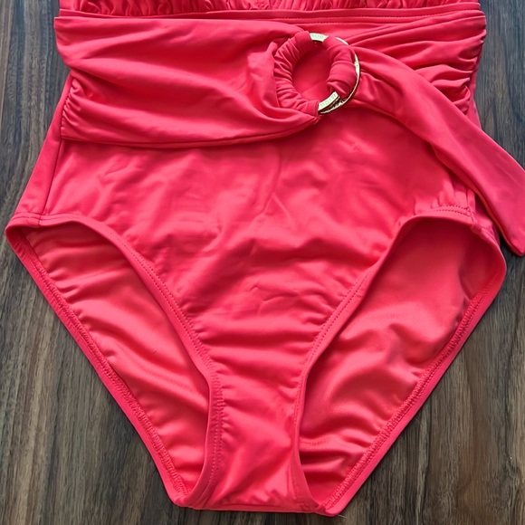 Michael Kors Belted Surplice Plunge One Piece - Picture 8 of 15